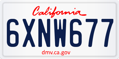 CA license plate 6XNW677