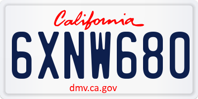 CA license plate 6XNW680