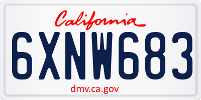 CA license plate 6XNW683