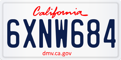 CA license plate 6XNW684
