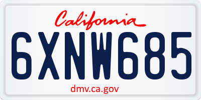 CA license plate 6XNW685