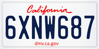 CA license plate 6XNW687