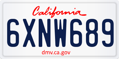CA license plate 6XNW689