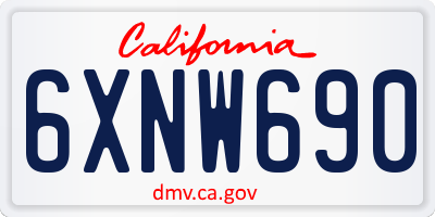 CA license plate 6XNW690