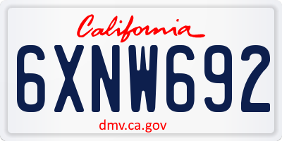 CA license plate 6XNW692