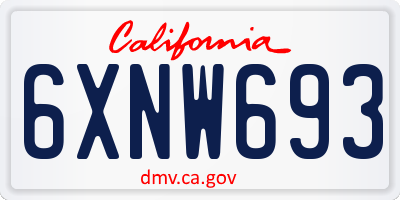CA license plate 6XNW693