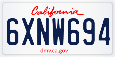 CA license plate 6XNW694