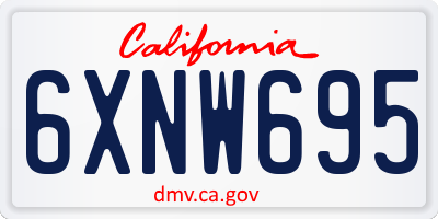 CA license plate 6XNW695