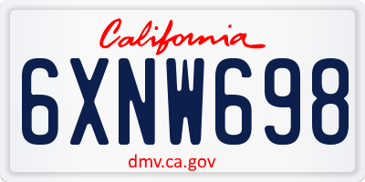 CA license plate 6XNW698