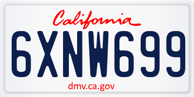 CA license plate 6XNW699