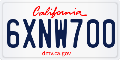 CA license plate 6XNW700