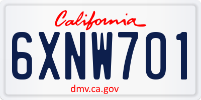 CA license plate 6XNW701
