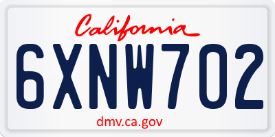 CA license plate 6XNW702