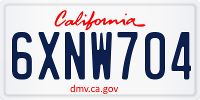 CA license plate 6XNW704