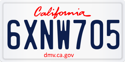 CA license plate 6XNW705