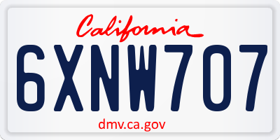 CA license plate 6XNW707