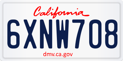 CA license plate 6XNW708