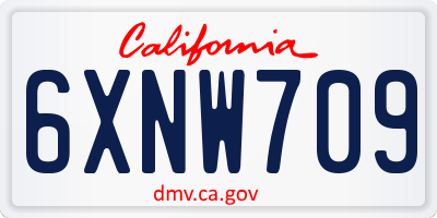CA license plate 6XNW709