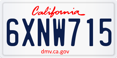 CA license plate 6XNW715