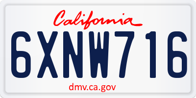 CA license plate 6XNW716