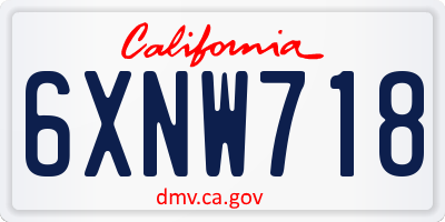 CA license plate 6XNW718