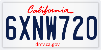 CA license plate 6XNW720