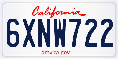 CA license plate 6XNW722
