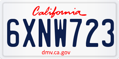 CA license plate 6XNW723