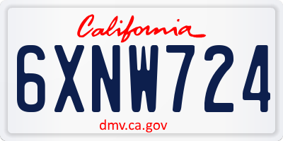 CA license plate 6XNW724