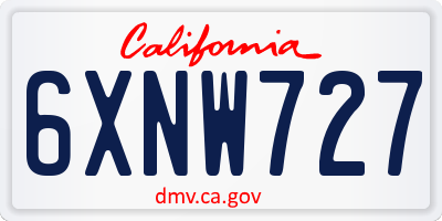 CA license plate 6XNW727