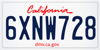 CA license plate 6XNW728