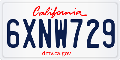 CA license plate 6XNW729