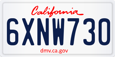 CA license plate 6XNW730