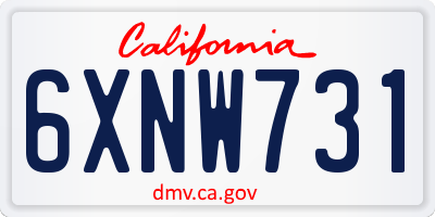 CA license plate 6XNW731