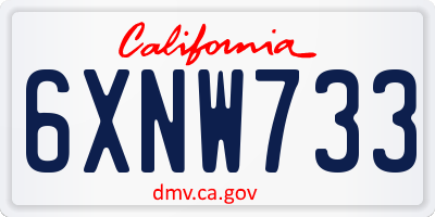 CA license plate 6XNW733