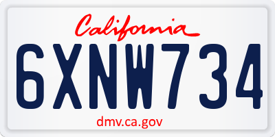 CA license plate 6XNW734