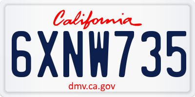 CA license plate 6XNW735