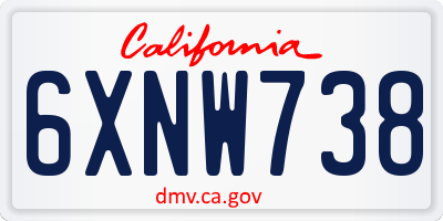 CA license plate 6XNW738