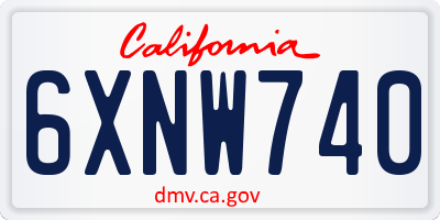 CA license plate 6XNW740