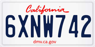 CA license plate 6XNW742