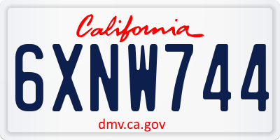 CA license plate 6XNW744