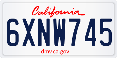 CA license plate 6XNW745