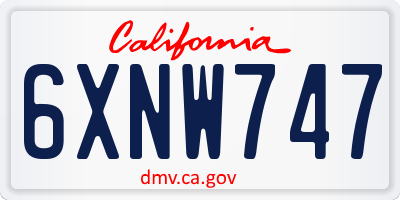 CA license plate 6XNW747