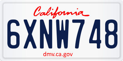 CA license plate 6XNW748