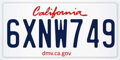 CA license plate 6XNW749