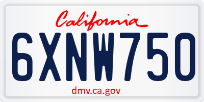 CA license plate 6XNW750