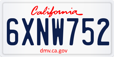 CA license plate 6XNW752