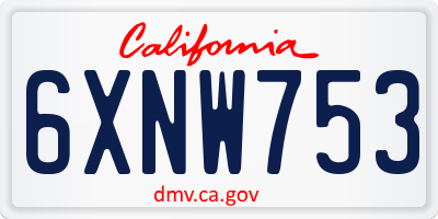 CA license plate 6XNW753