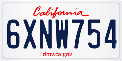 CA license plate 6XNW754