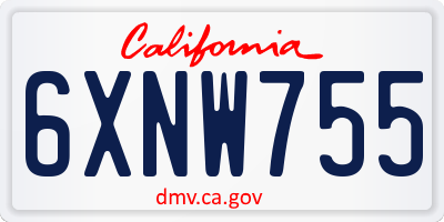 CA license plate 6XNW755